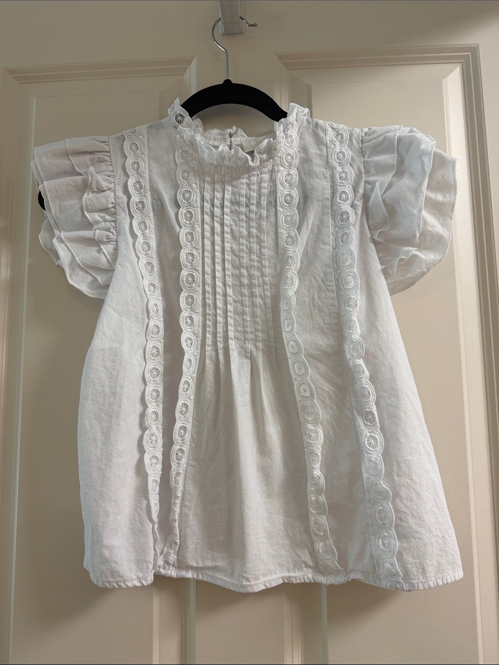 Pinch White Eyelet Lace Pintuck Girls Blouse